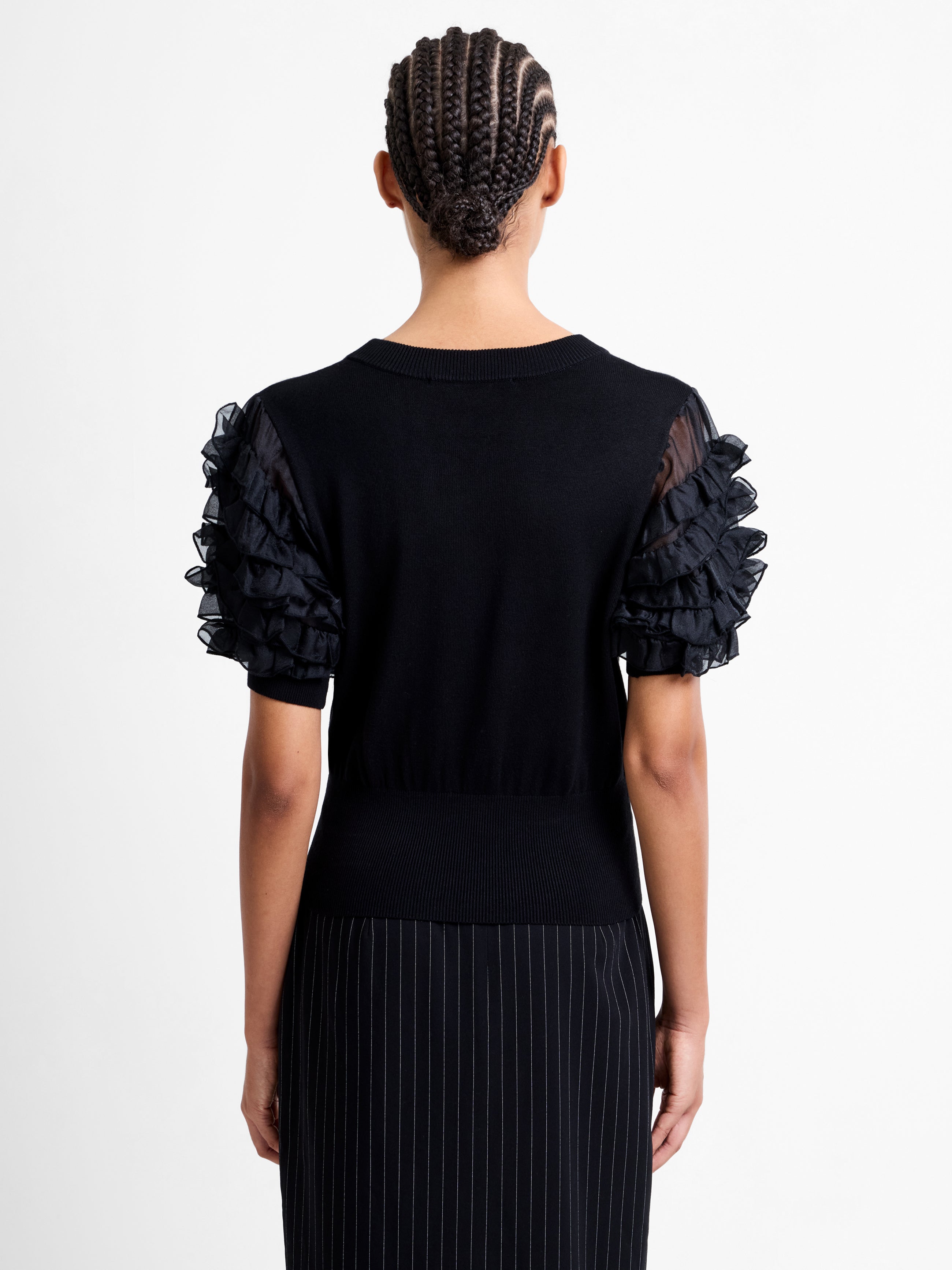 Krista Knit Stacked Ruffle Sleeves Top