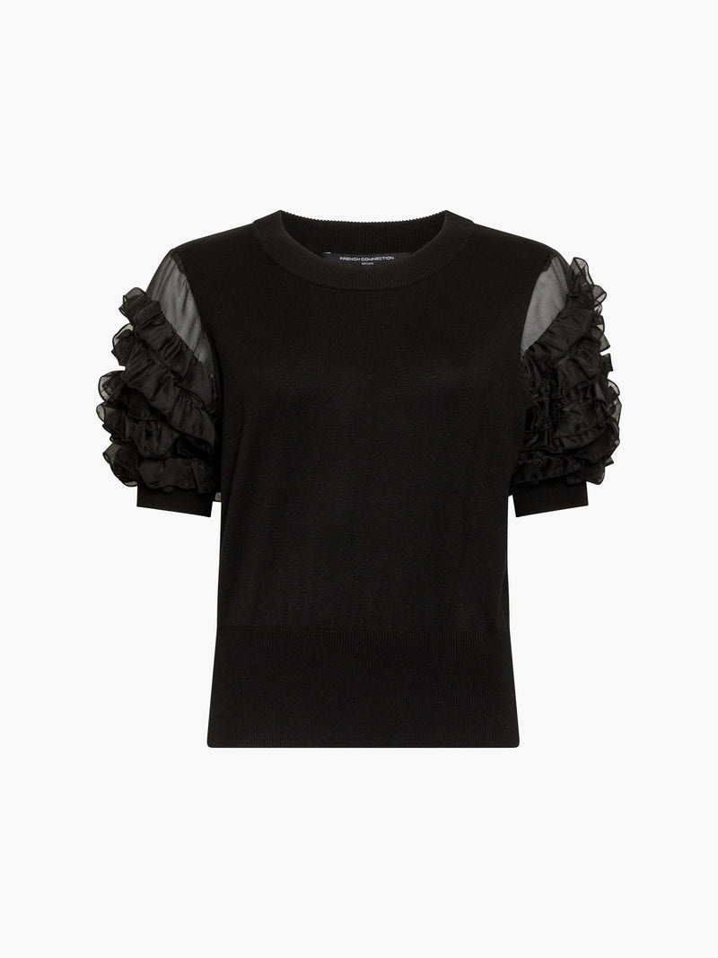 Krista Knit Stacked Ruffle Sleeves Top