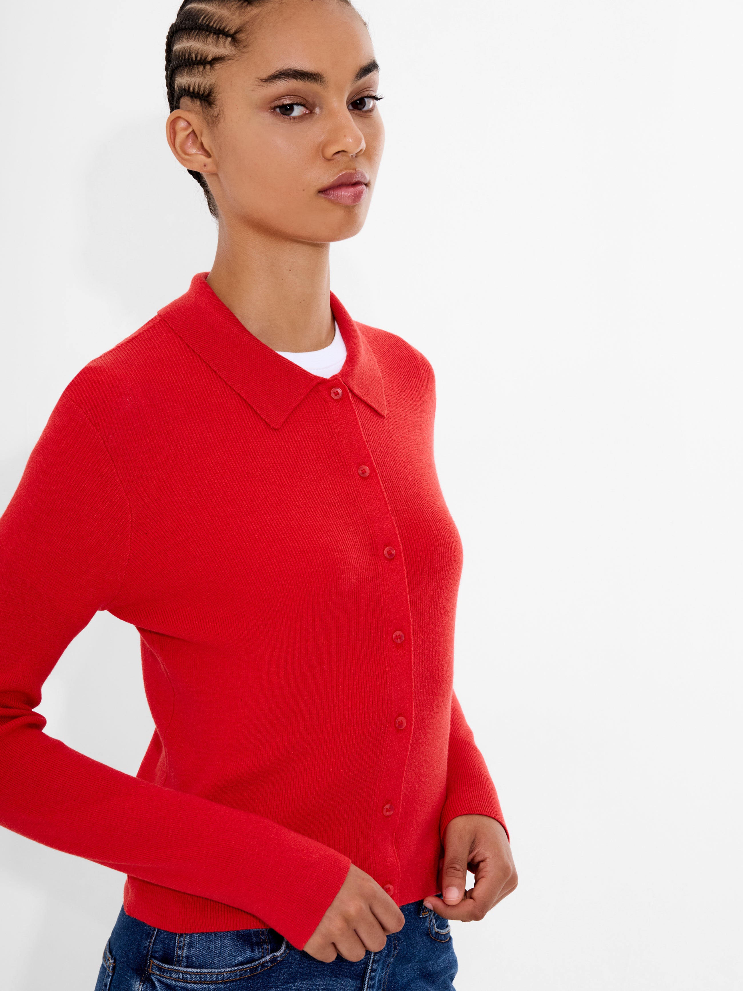 Cosysoft Knit Button Down Long Sleeve Top