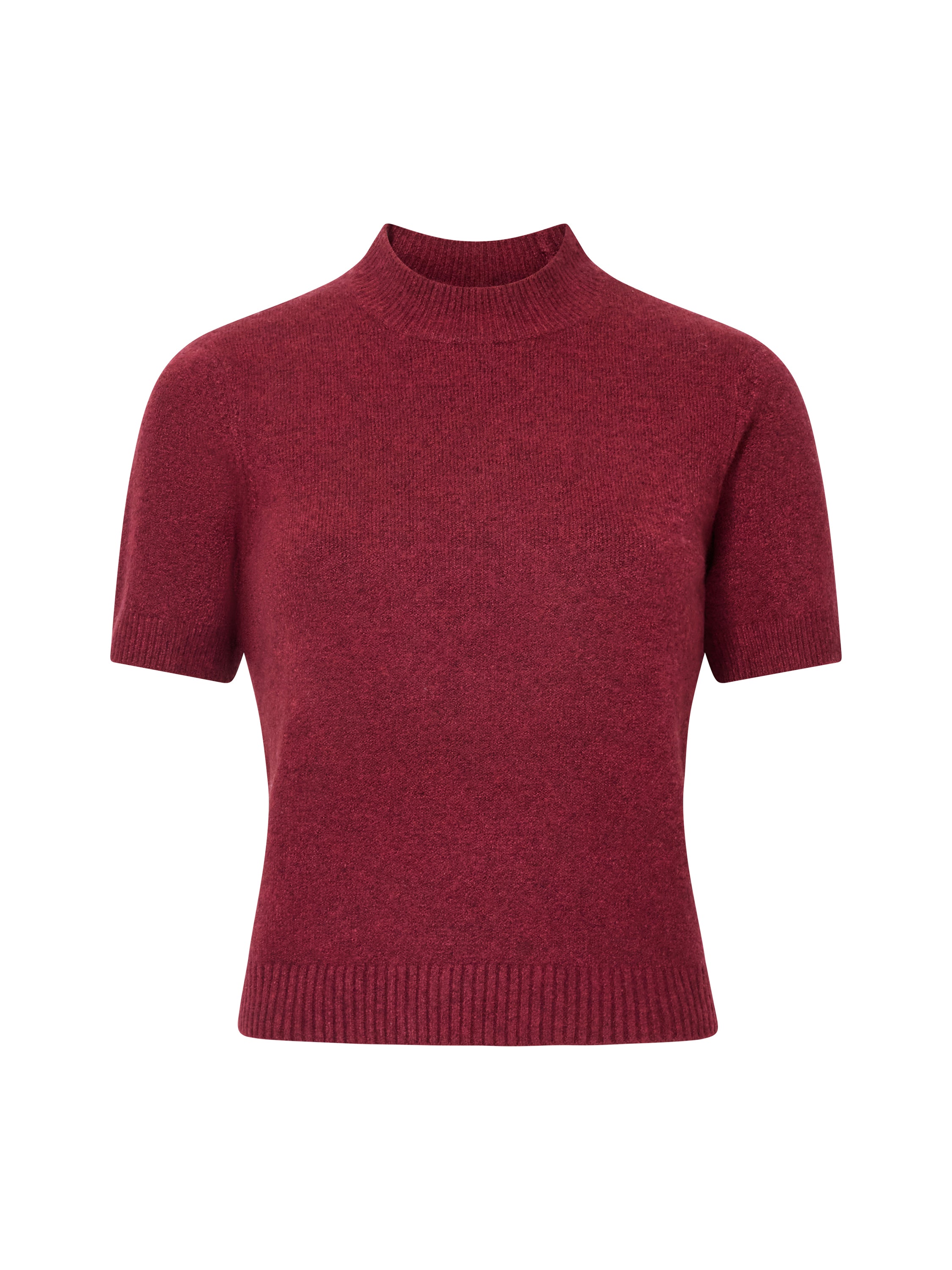 Vhari Recycled Knit Mock Neck Short Sleeve Top