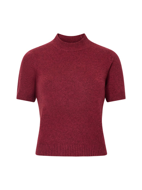 Vhari Recycled Knit Mock Neck Short Sleeve Top