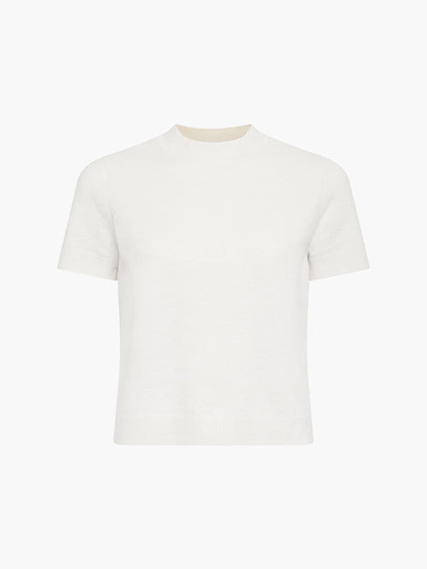 Vhari Recycled Knit Mock Neck Short Sleeve Top