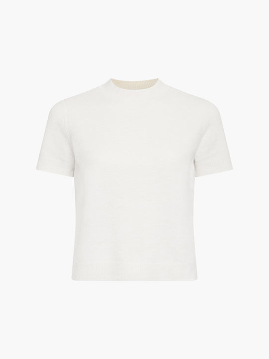 Vhari Recycled Knit Mock Neck Short Sleeve Top
