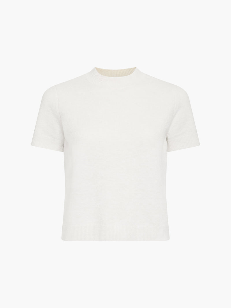 Vhari Recycled Knit Mock Neck Short Sleeve Top
