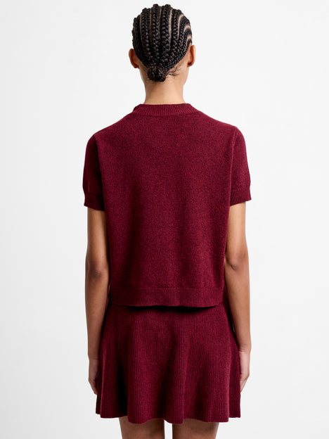 Vhari Recycled Knit Mock Neck Short Sleeve Top