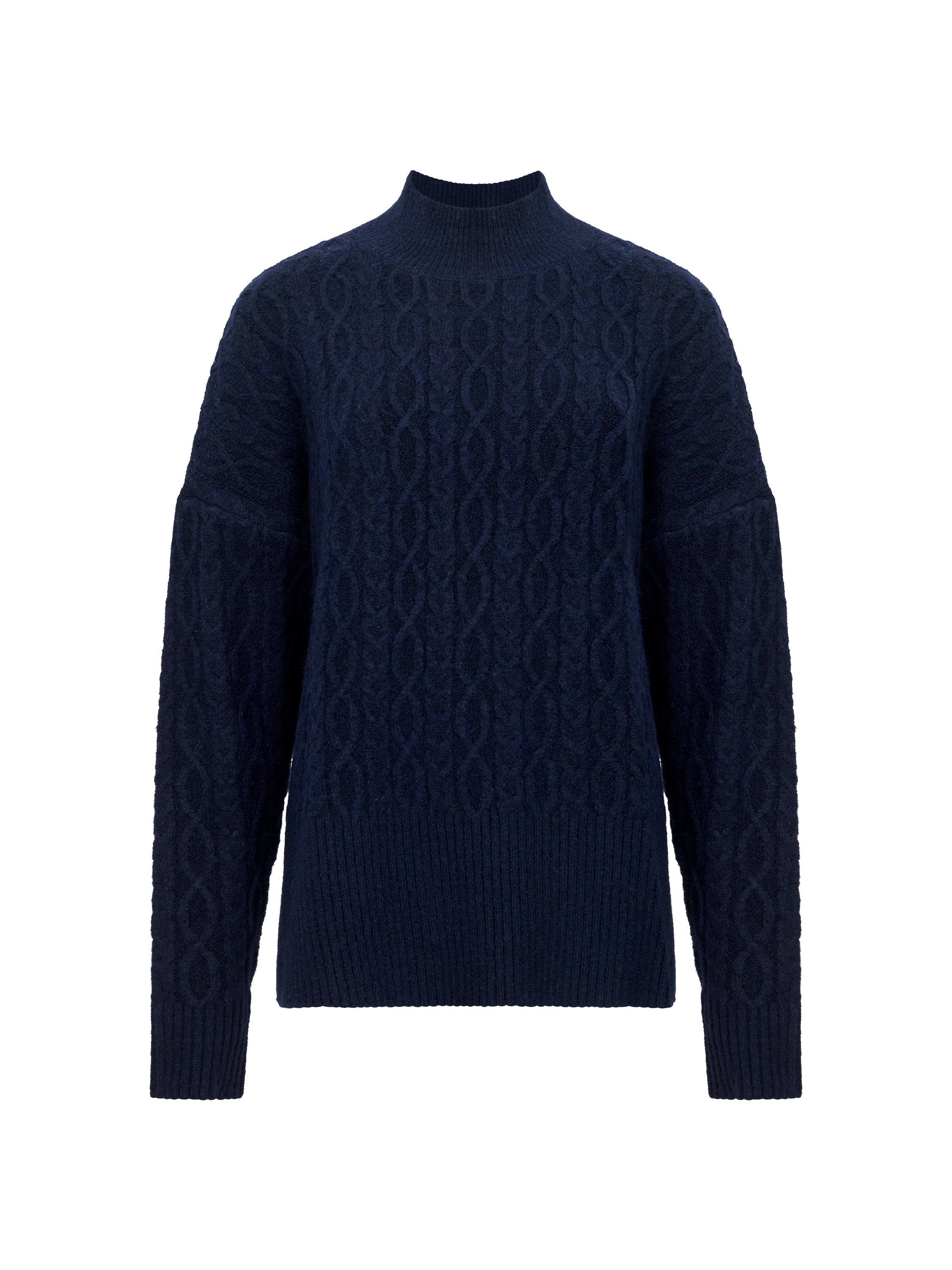 Tina Cable Knit Side Split Jumper Navy Blue | French Connection UK