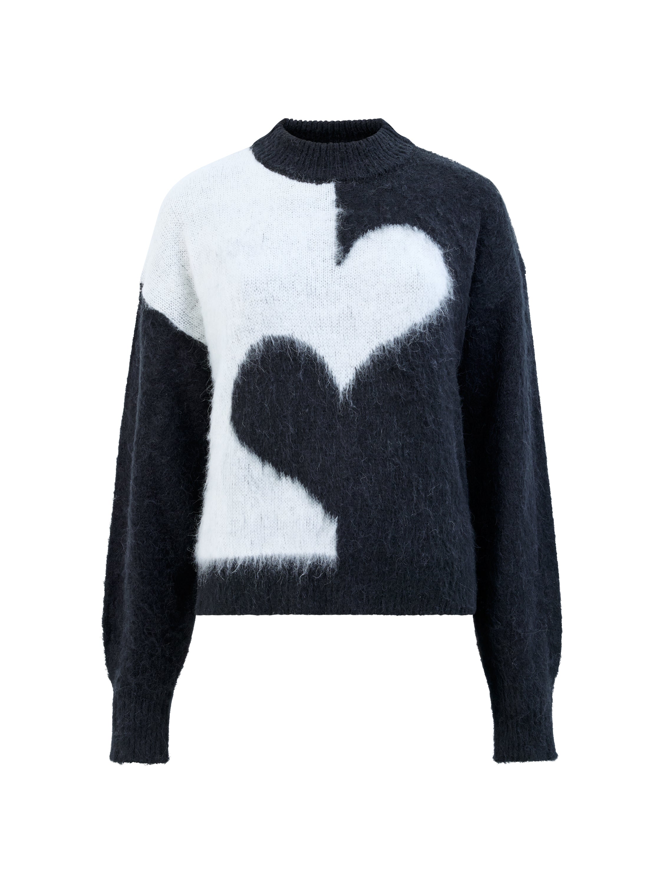 Hadlee Jessika High Neck Heart Jumper Black Winter White | French