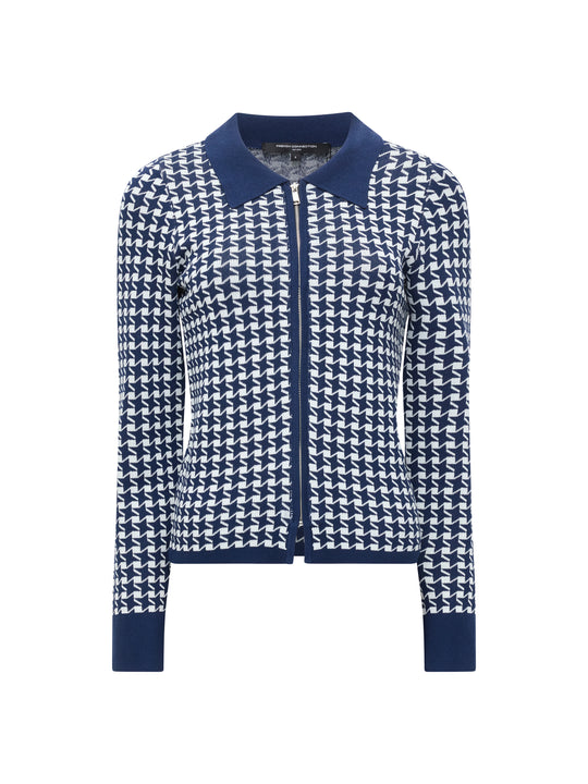 Gloria Jacquard Knit Zip Up Cardigan