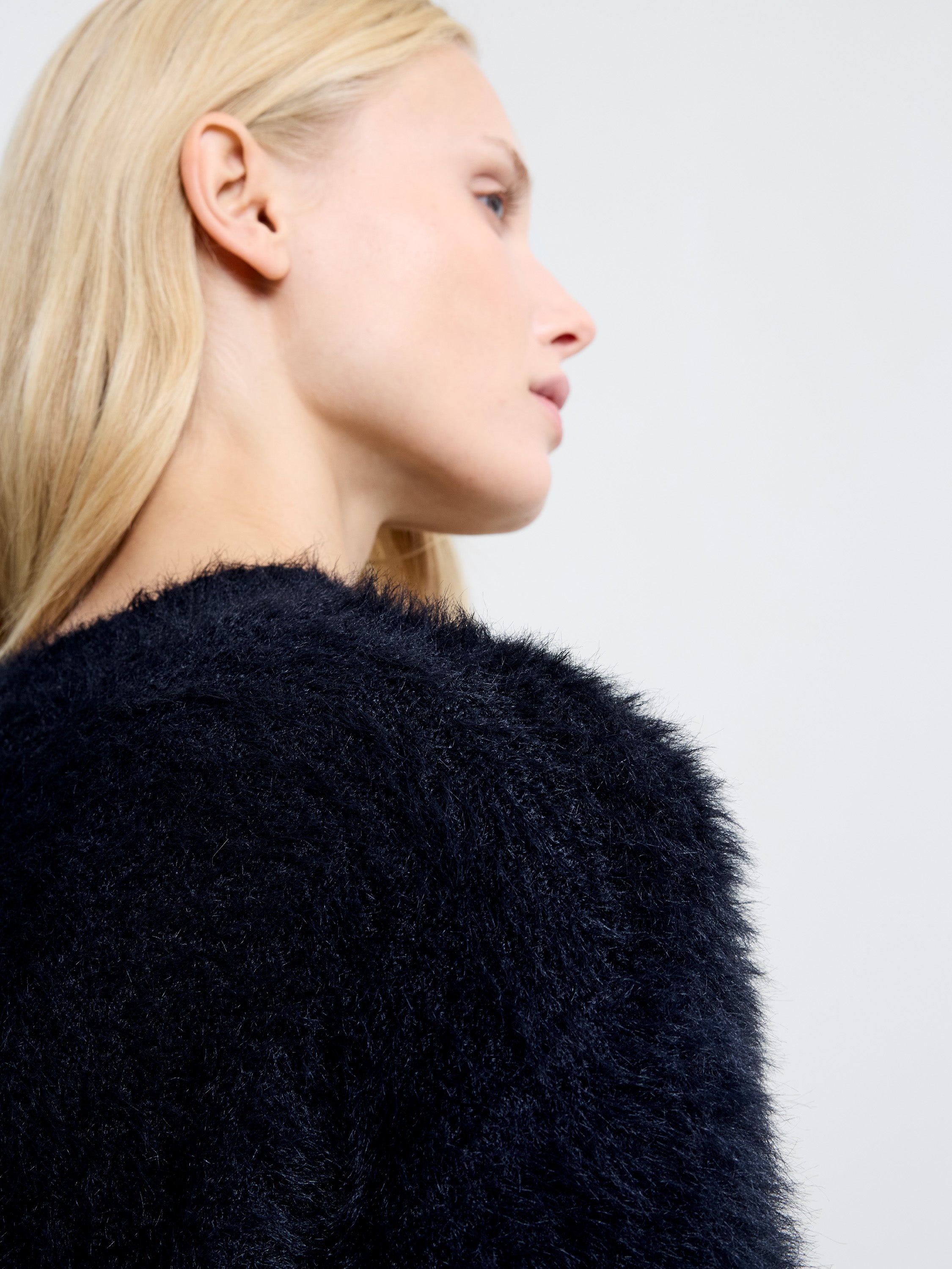 Lucile Mock Neck Fluffy Knit Jumper