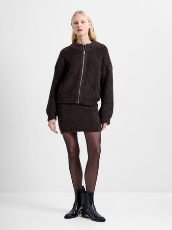 Renee Boucle Zip Through Cardigan