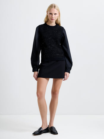 Mix Media Sequin Long Sleeve Jumper
