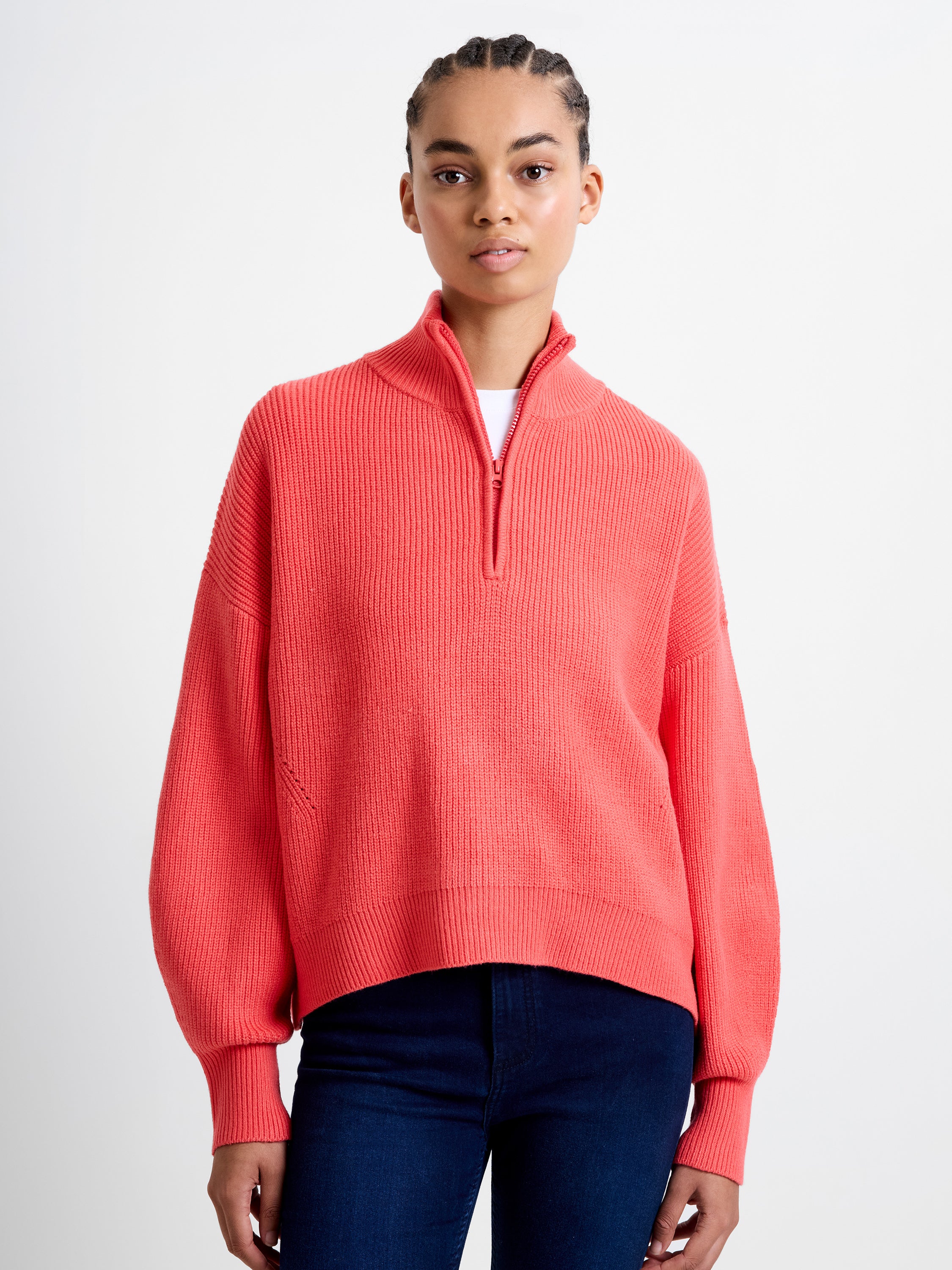 Babysoft Half Zip Knit Jumper Cayenne Red | French Connection UK