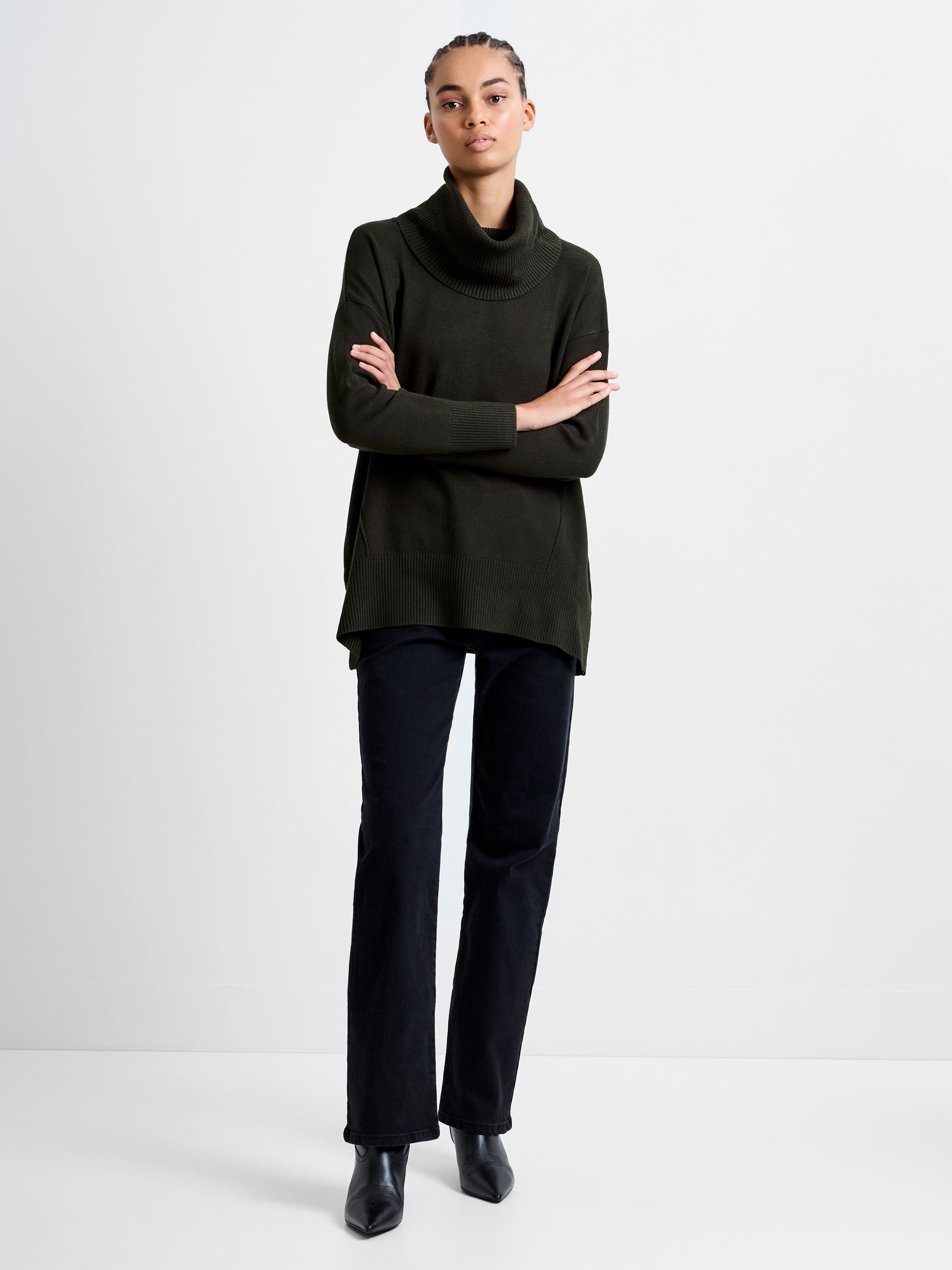 Babysoft Ribbed Cowl Neck Jumper Brunswick Green | French