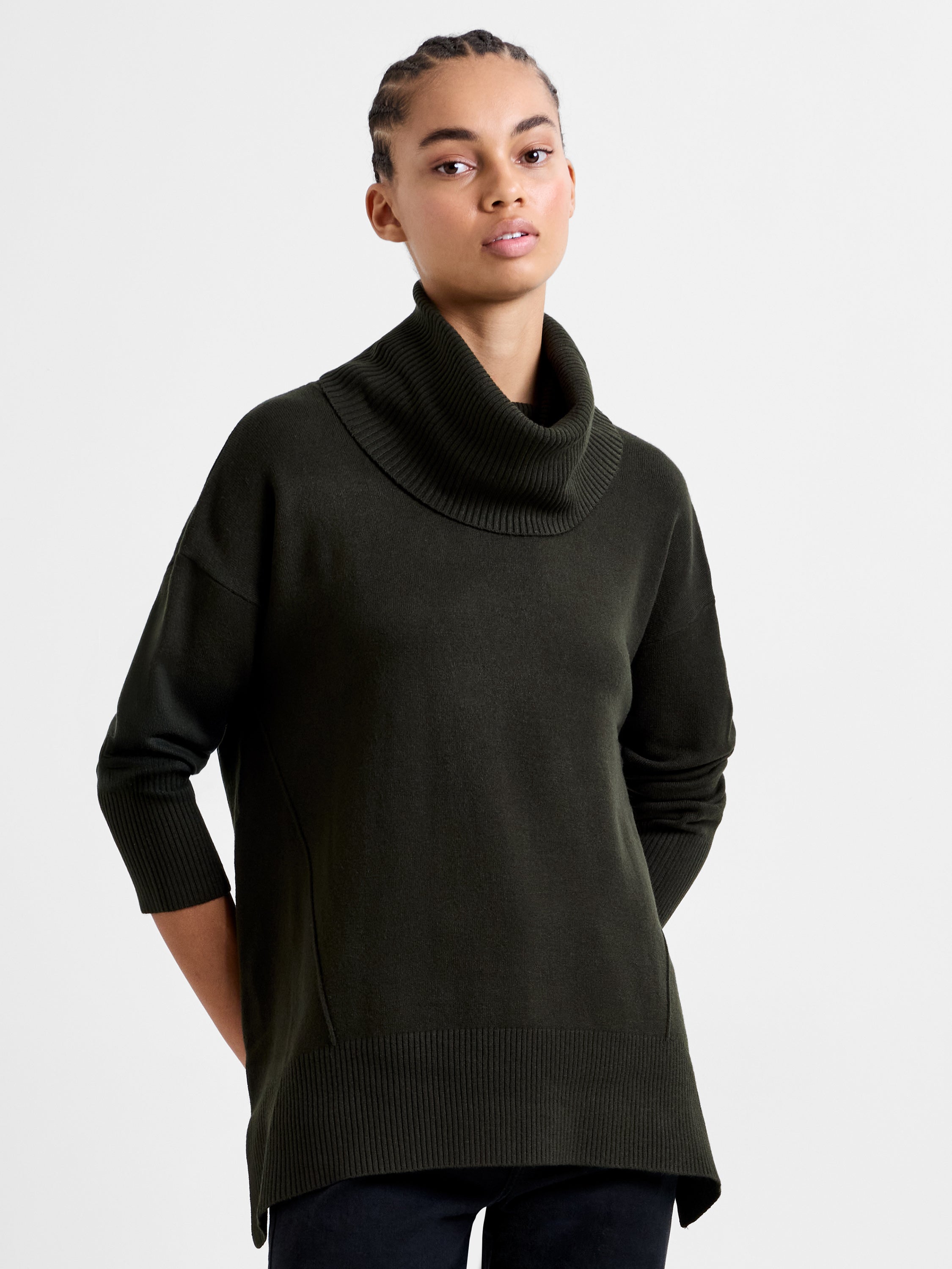Babysoft Ribbed Cowl Neck Jumper Brunswick Green | French