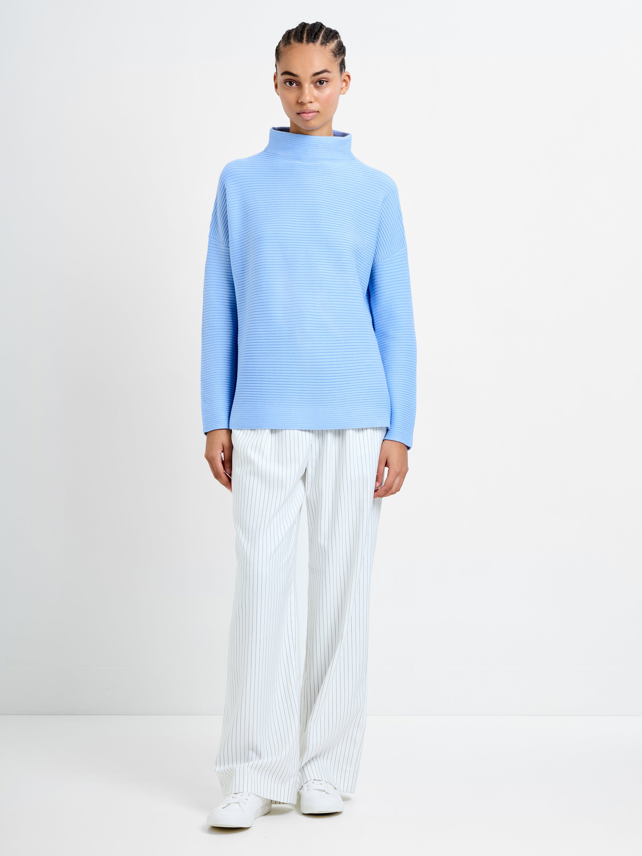 トップス SHISHIKUI COTTON C / LIGHT BLUE Babysoft Ribbed Mock Neck Jumper Dusted Blue | French Connection UK