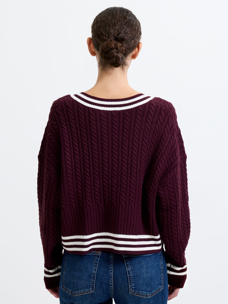 Babysoft Cable Knit V Neck Jumper