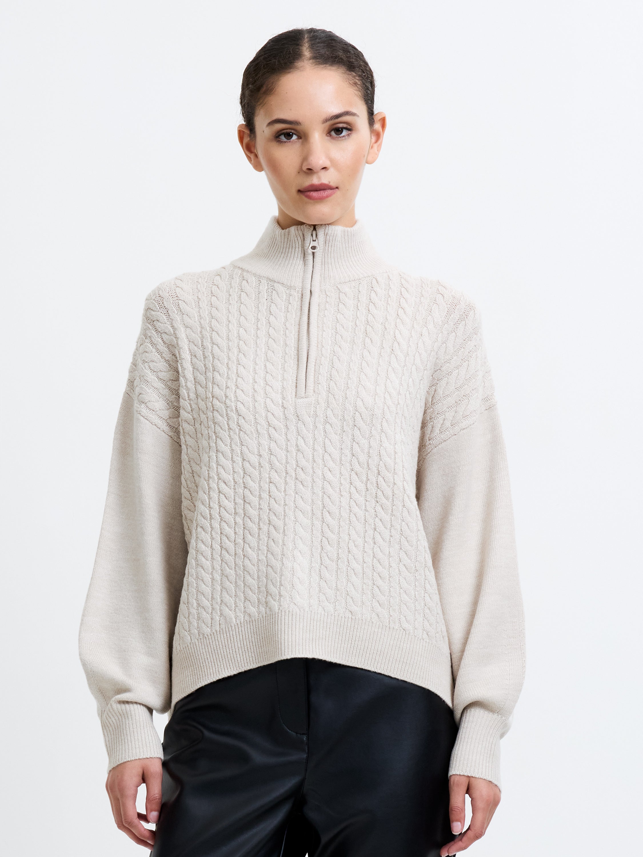 Babysoft Cable Knit Half Zip Jumper