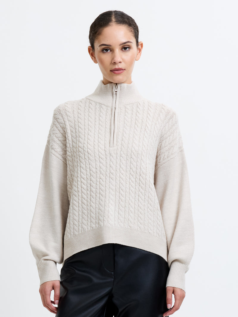Babysoft Cable Knit Half Zip Jumper