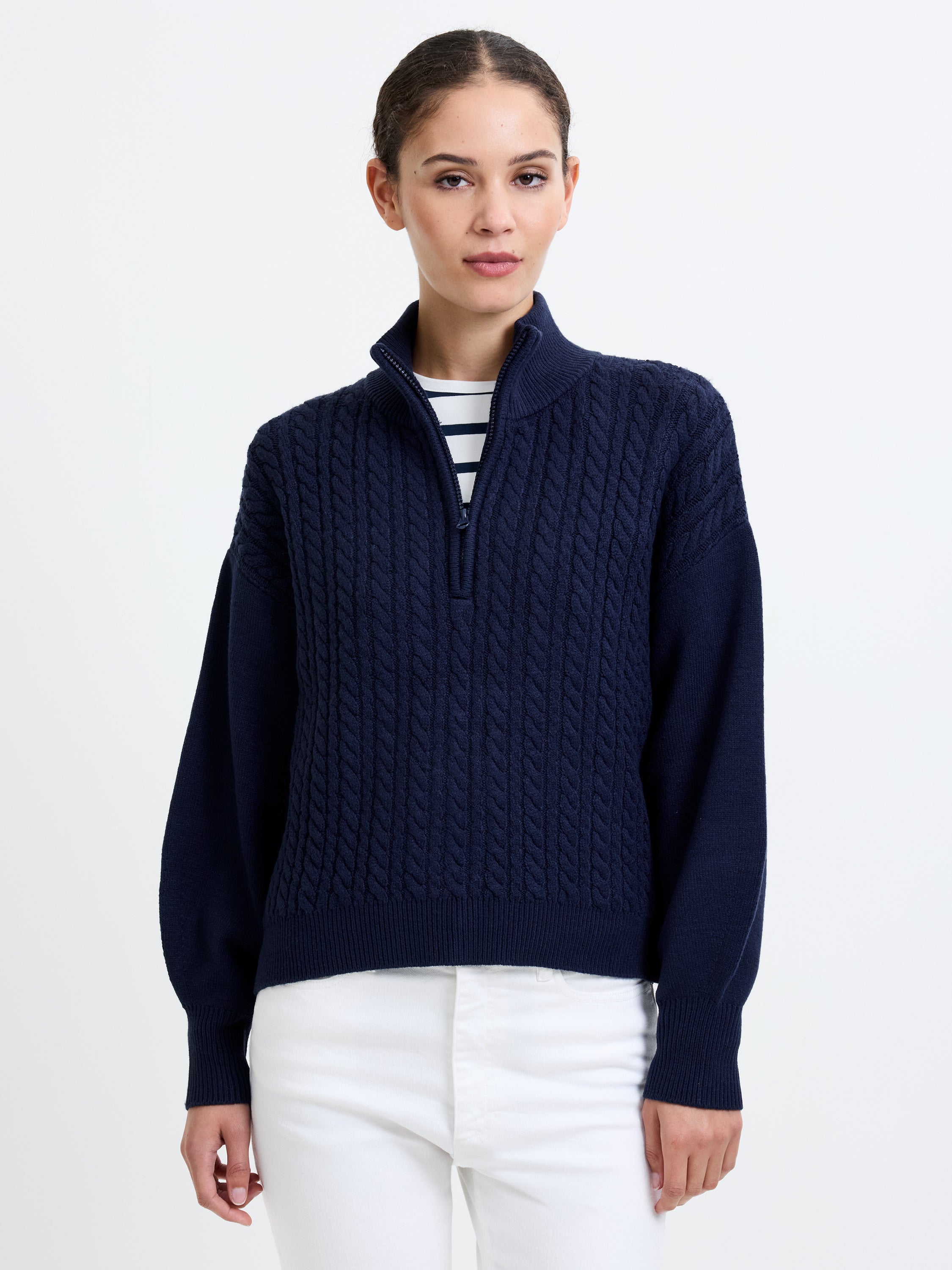 Babysoft Cable Knit Half Zip Jumper Duchess Blue | French
