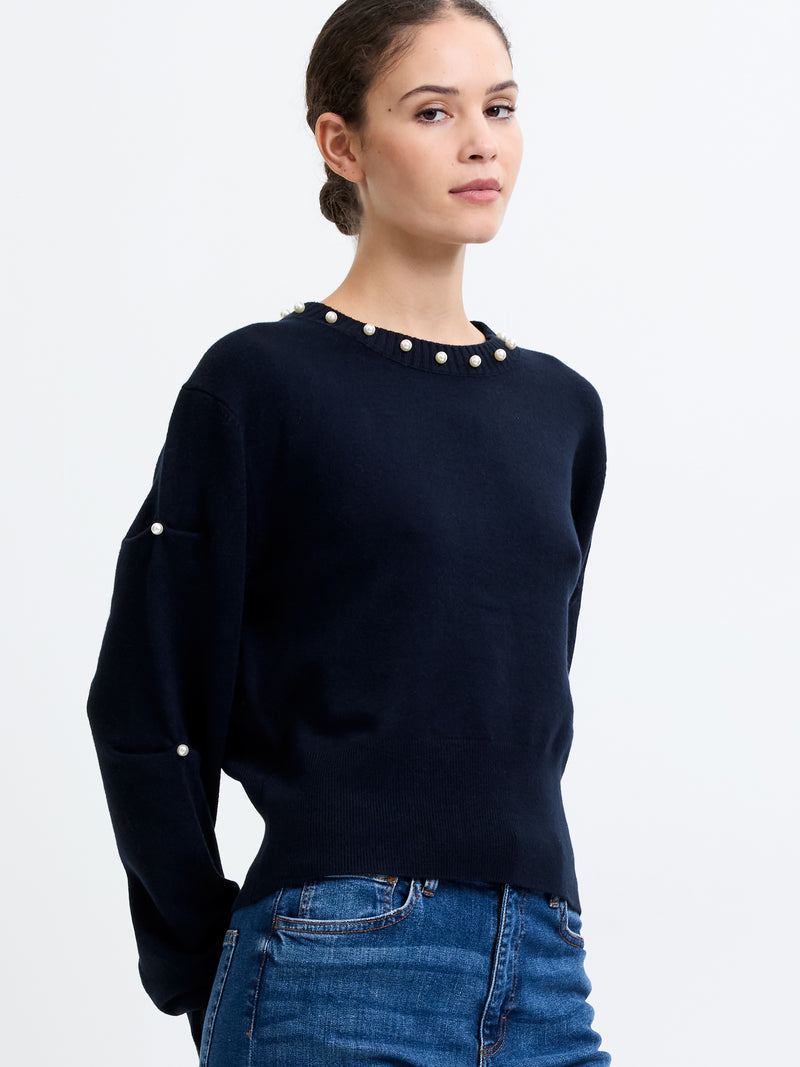 Babysoft Pearl Embellished Crew Neck Jumper