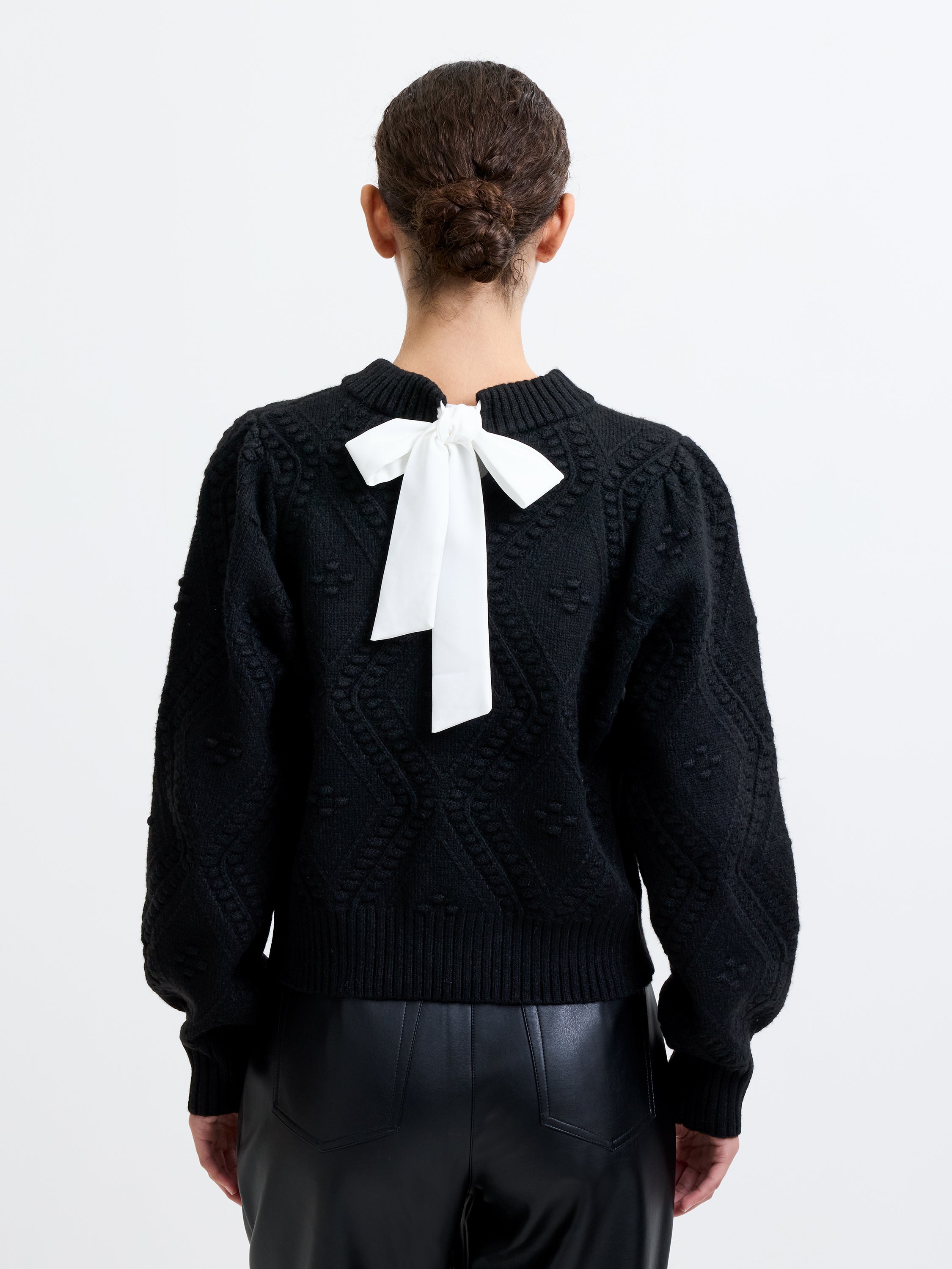 Bobble Knit Bow Jumper