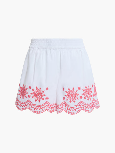 Alissa Cotton Embroidered Hem Shorts