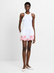 Alissa Cotton Embroidered Hem Shorts