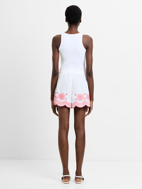 Alissa Cotton Embroidered Hem Shorts