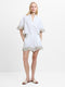 Alissa Cotton Embroidered Trim White Shorts