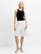 Raquel Pleated Cream Bermuda Shorts
