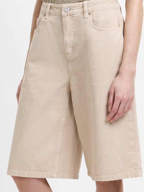 Dallas Mid Rise Taupe Denim Bermuda Shorts
