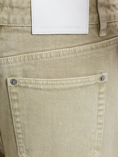 Dallas Mid Rise Green Denim Bermuda Shorts