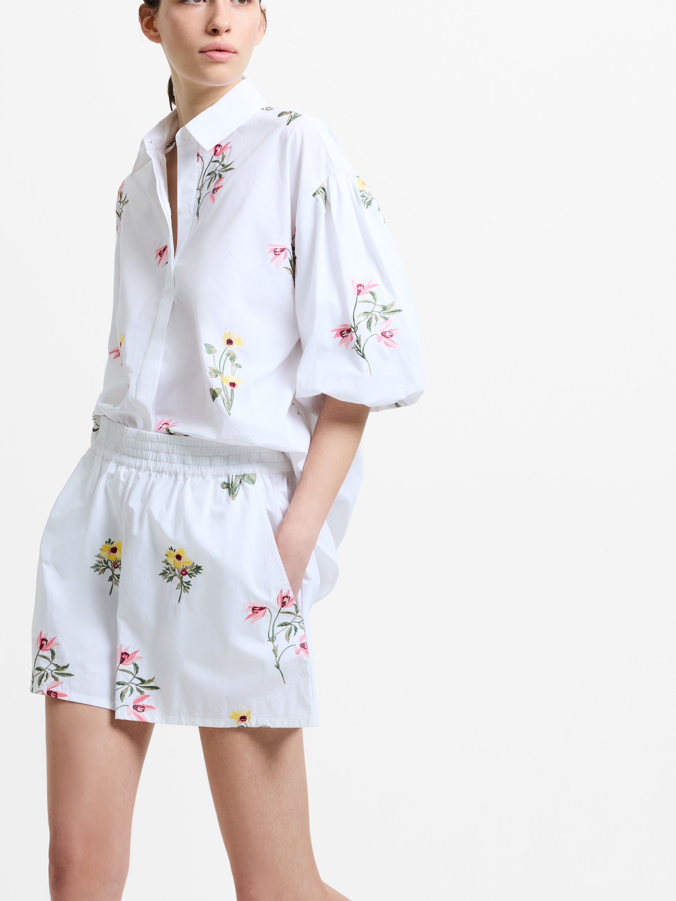 Alissa Cotton Floral Embroidered Shorts