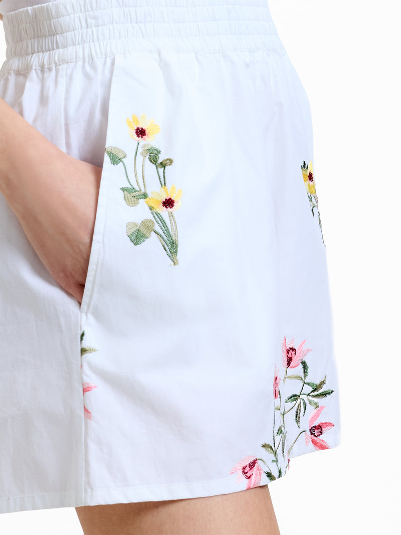 Alissa Cotton Floral Embroidered Shorts