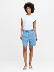 Sam Vintage Wash Pleated Denim Shorts