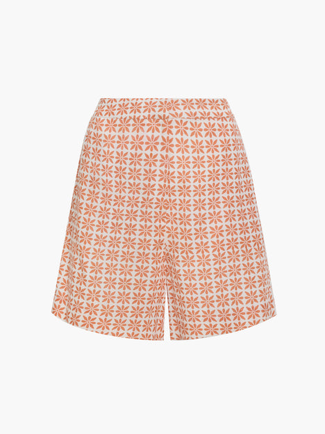 Mona Geo Floral Print Orange Shorts