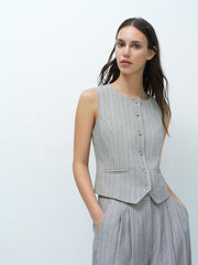 Enya Tailored Grey Pinstripe Waistcoat