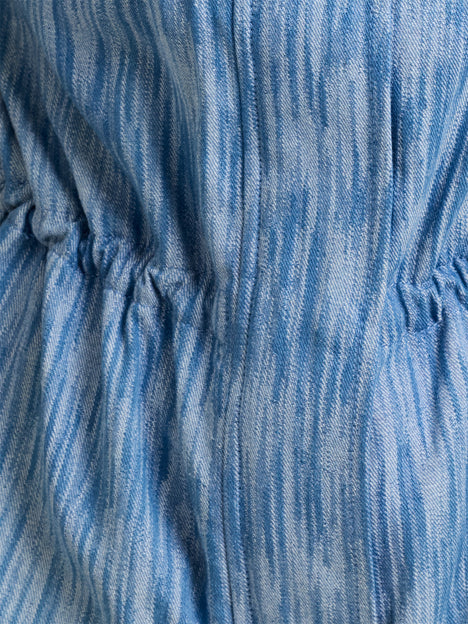 Bessie Textured Blue Denim Cinched Waistcoat Top