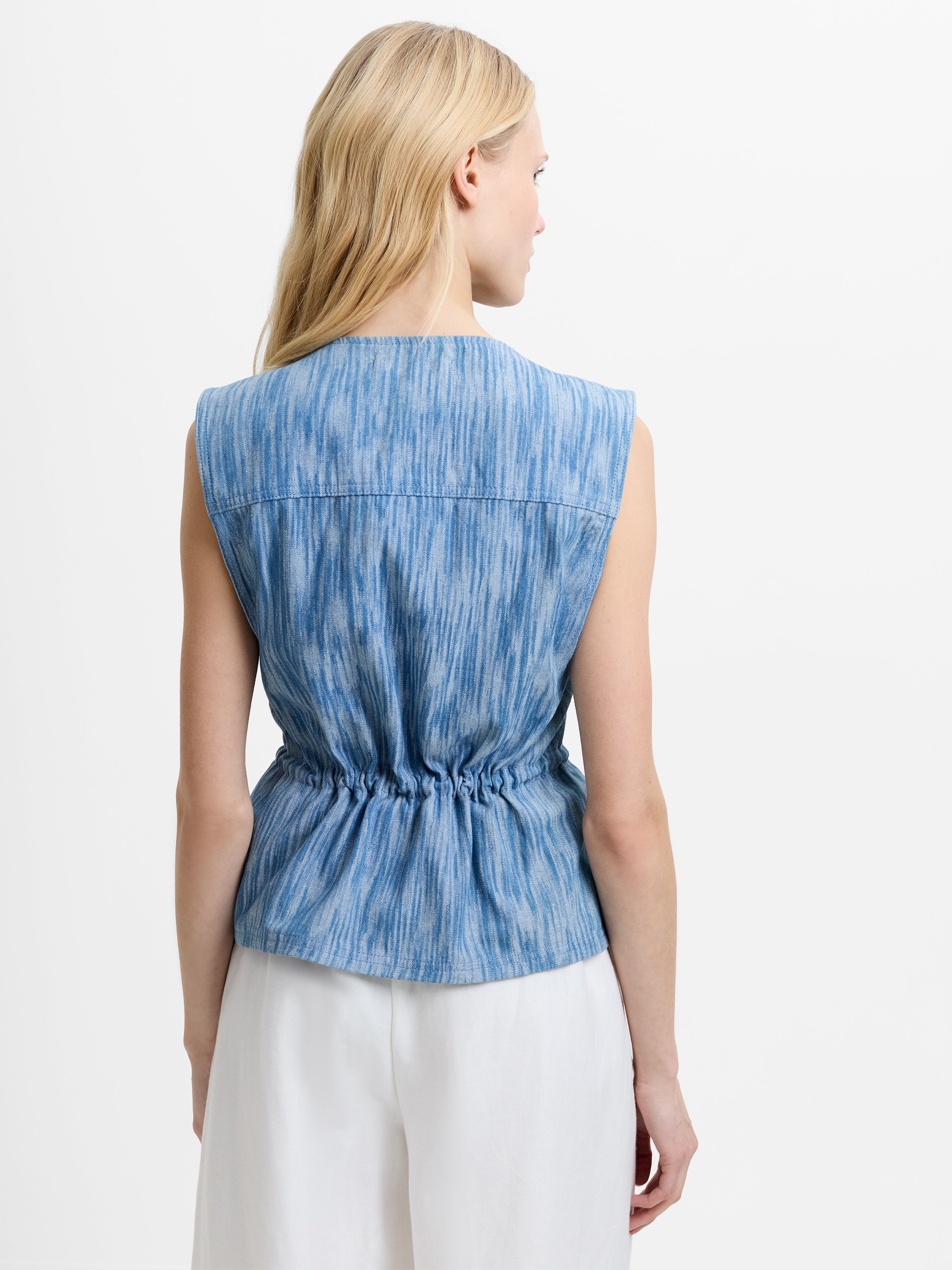 Bessie Textured Denim Cinched Waistcoat