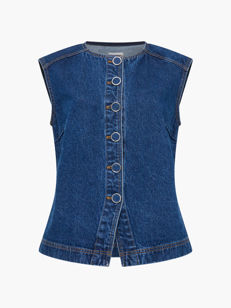 Dallas Blue Denim Waistcoat Top