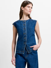 Dallas Blue Denim Waistcoat Top