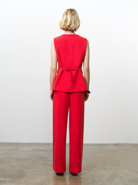 Carlie Longline Red Fitted Waistcoat