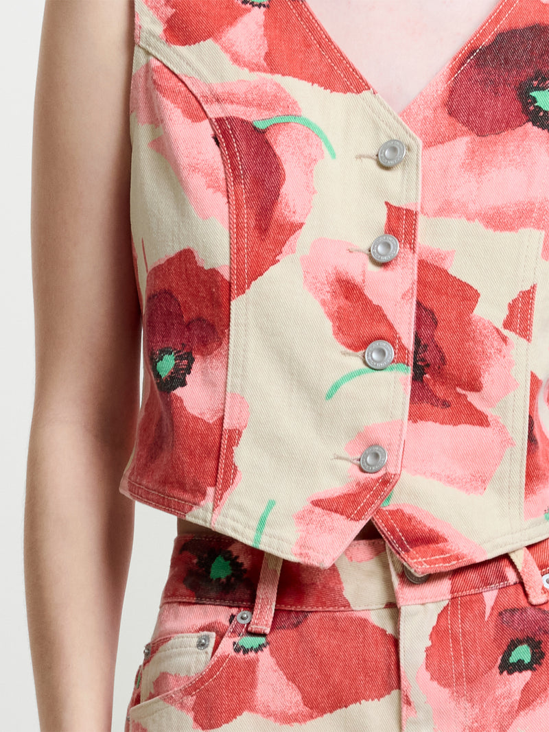 Poppy Dallas Printed Denim Waistcoat