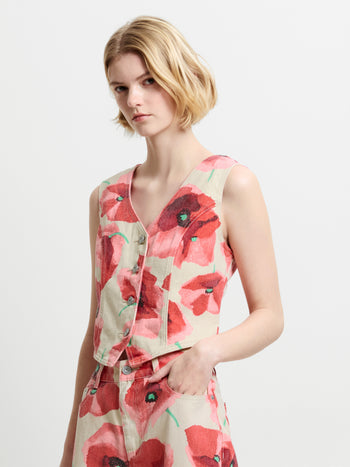 Poppy Dallas Printed Denim Waistcoat