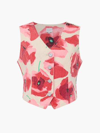 Poppy Dallas Printed Denim Waistcoat