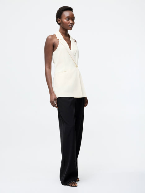 Sleek Tailored Halterneck Suit Waistcoat