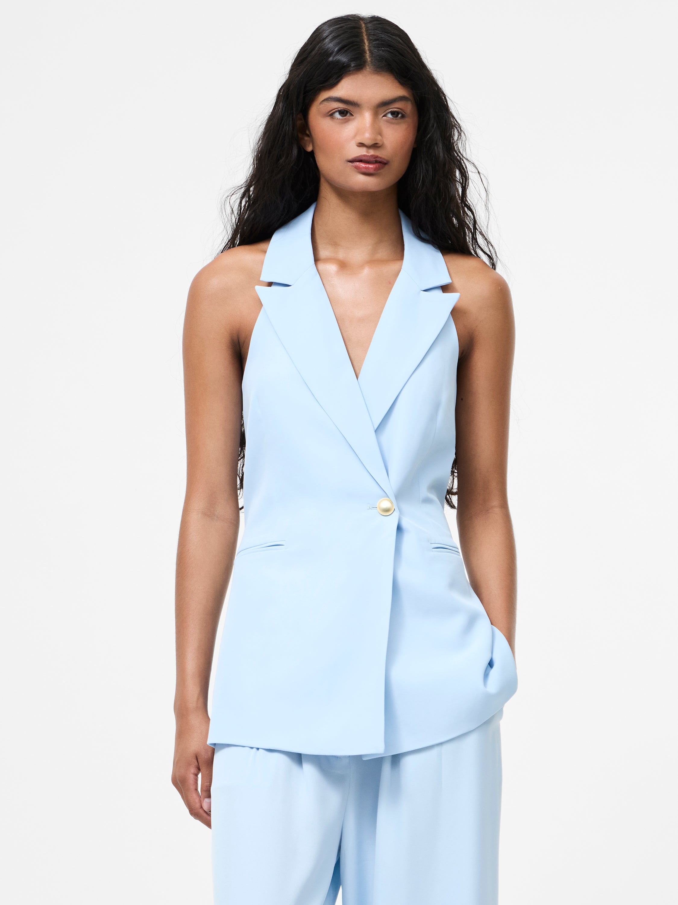 Sleek Tailored Halterneck Suit Waistcoat