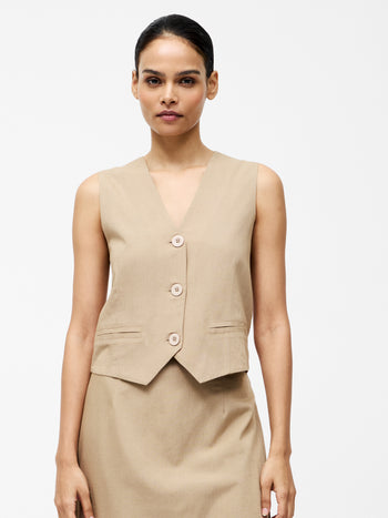 Linen Single Breasted Waistcoat