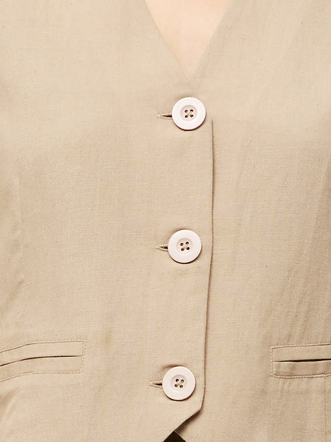 Linen Single Breasted Waistcoat
