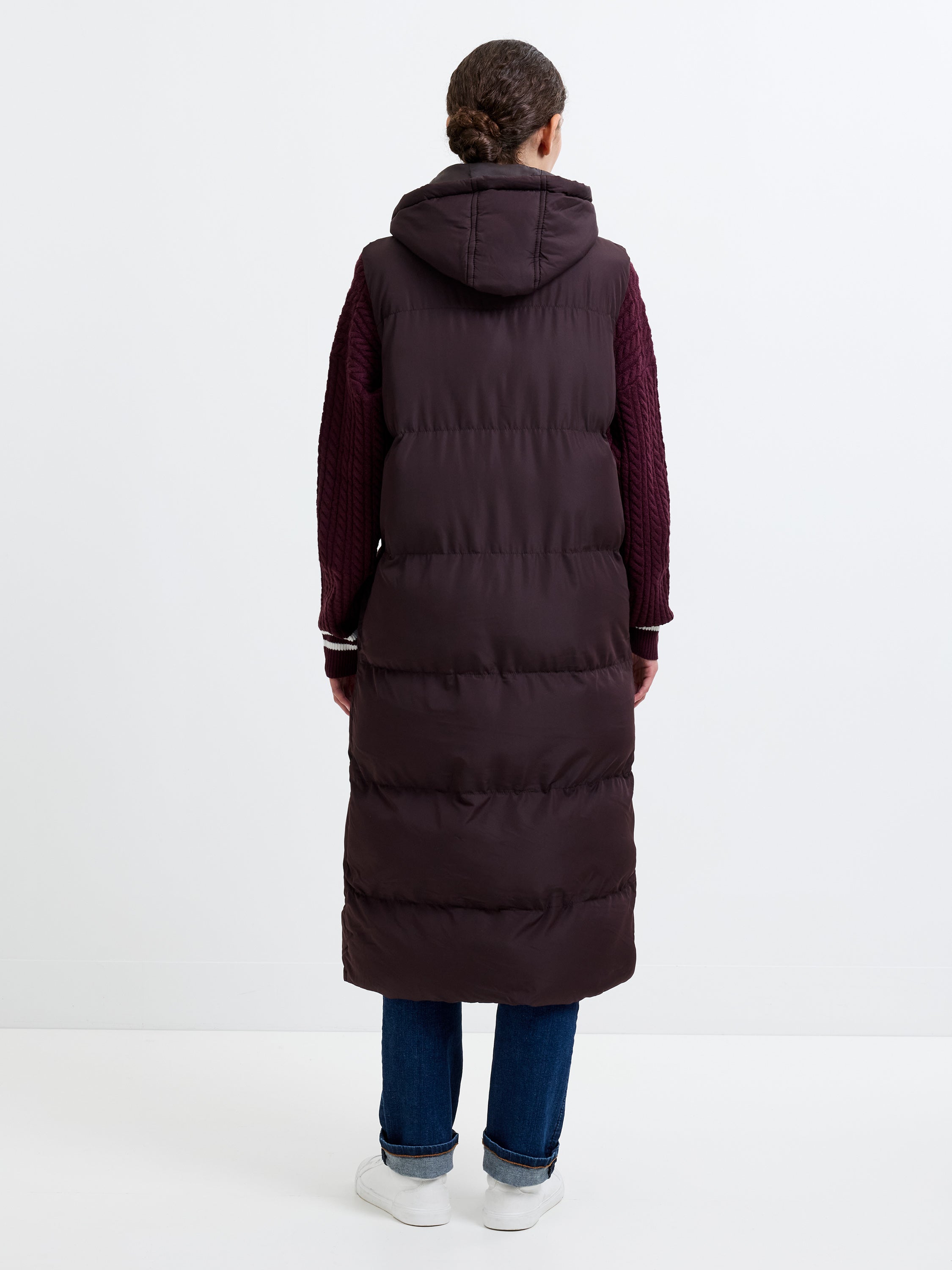 Hooded Puffer Row Gilet Chocolate Brown | French Connection UK